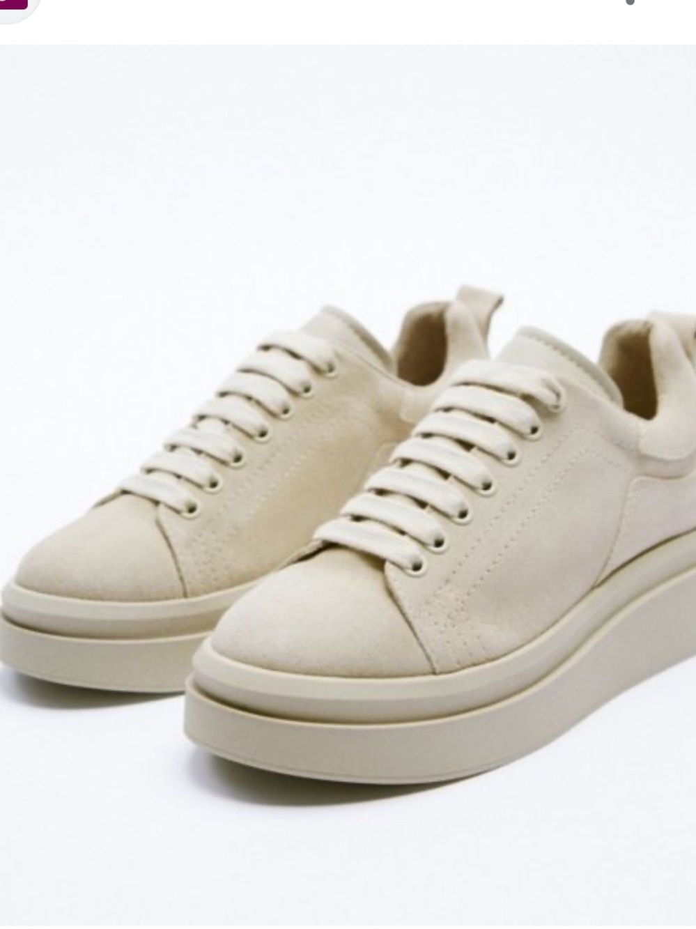 Zara Cream Platform Sneakers size 38